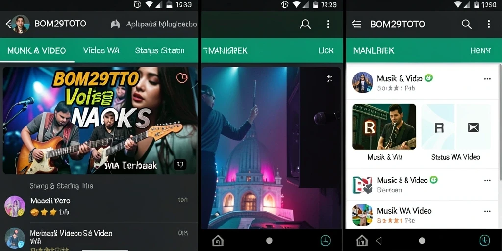 Tampilan antarmuka aplikasi Status WA Video BOM29TOTO yang menarik.