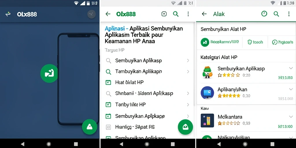 Antarmuka OLX888 menampilkan fungsi sembunyikan aplikasi dengan jelas dan sederhana.