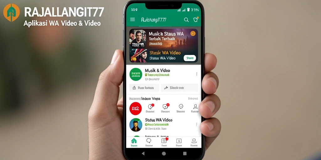 Tampilan antarmuka RAJALANGIT77 untuk status video musik.