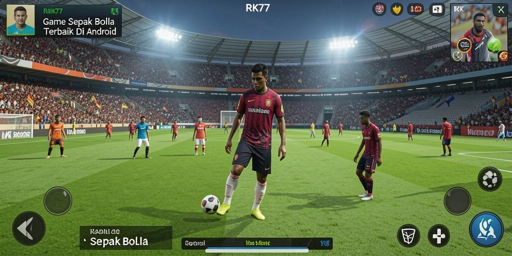 Antarmuka menarik yang menunjukkan aksi Sepak Bola real-time.
