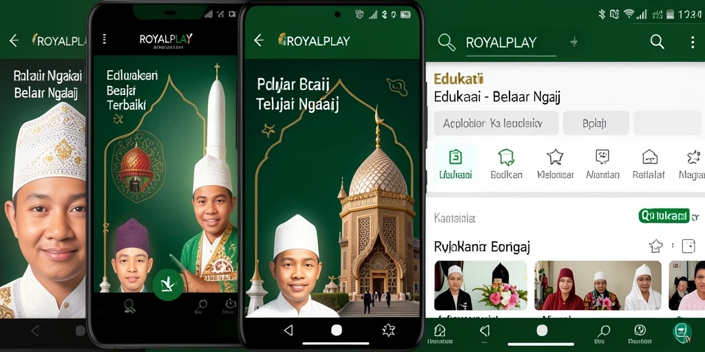Antarmuka aplikasi ROYALPLAY untuk Belajar Ngaji yang interaktif.