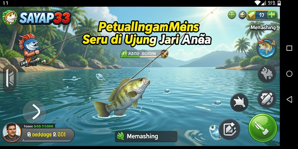 Antarmuka game Memancing yang menarik dan mudah digunakan.
